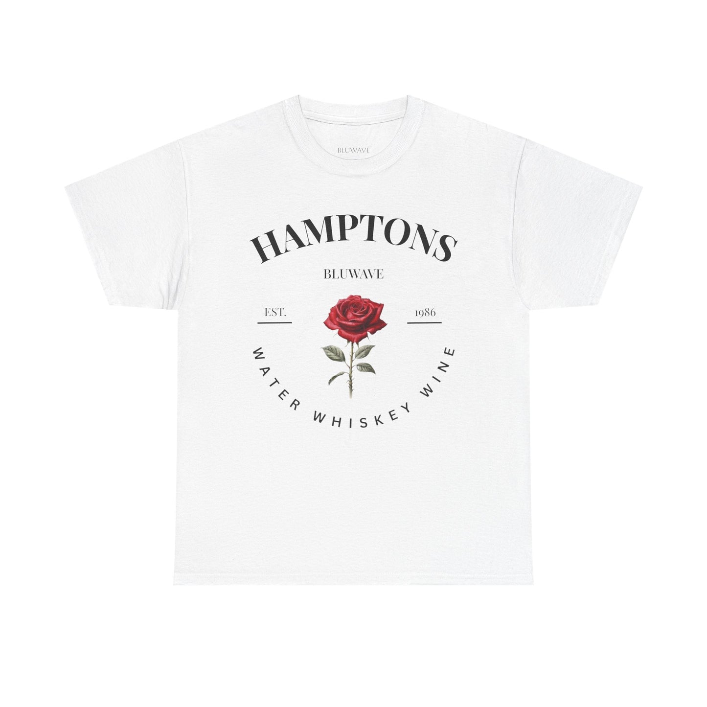BLUWAVE™ Hamptons Rose Heavy Cotton Tee | Vintage Aesthetic, Summer Vibes, Gift for Wine Lovers, Casual Wear