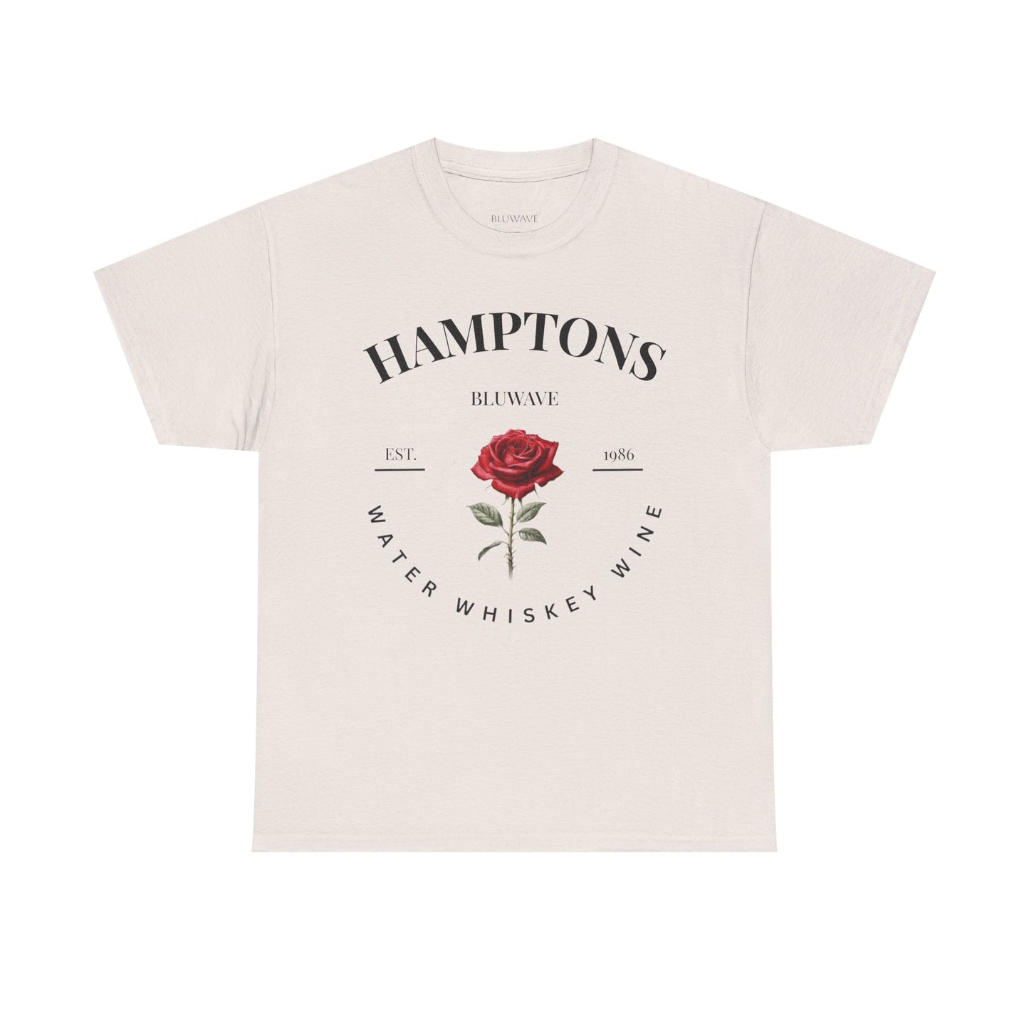 BLUWAVE™ Hamptons Rose Heavy Cotton Tee | Vintage Aesthetic, Summer Vibes, Gift for Wine Lovers, Casual Wear