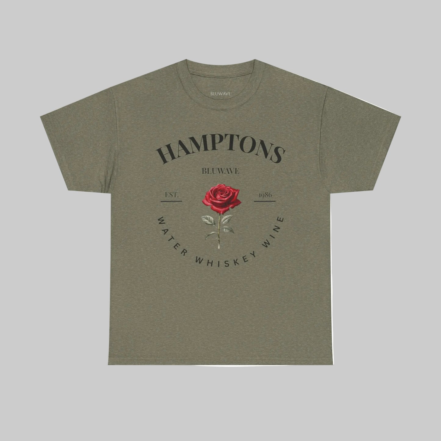 BLUWAVE™ Hamptons Rose Heavy Cotton Tee | Vintage Aesthetic, Summer Vibes, Gift for Wine Lovers, Casual Wear