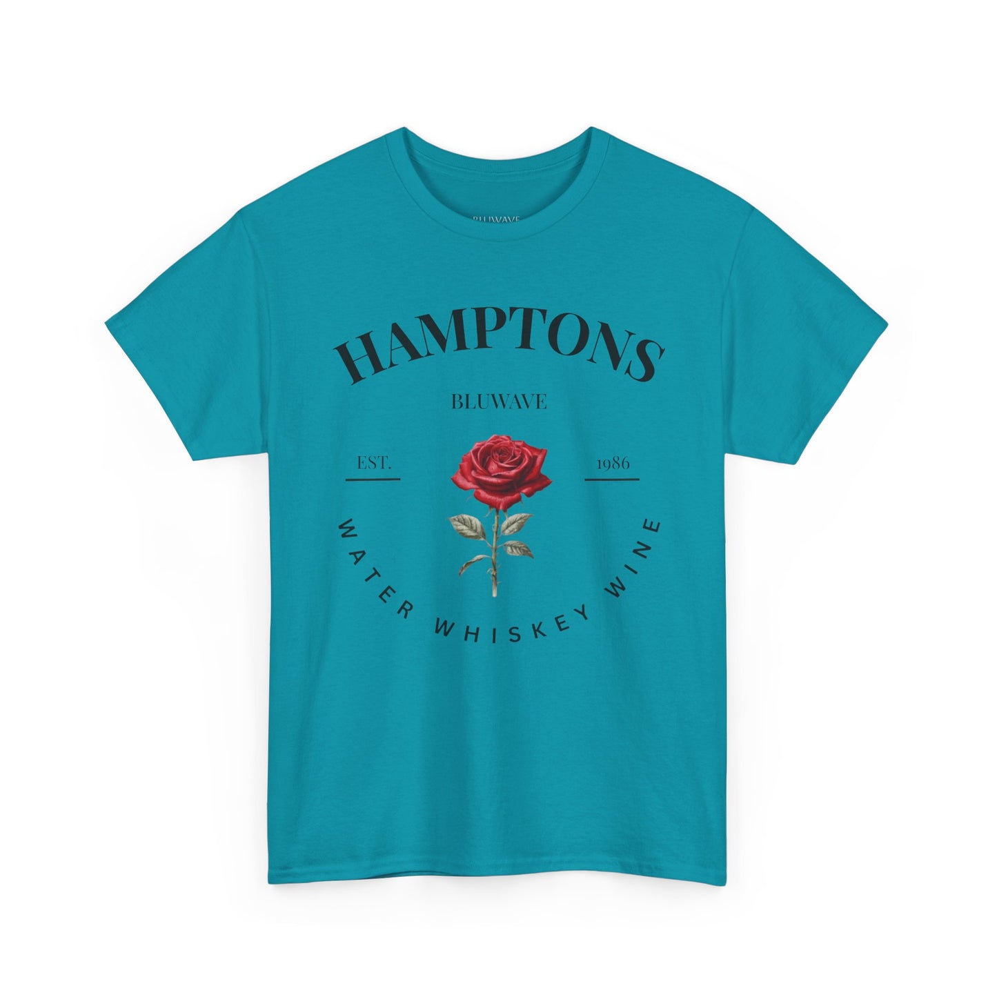 BLUWAVE™ Hamptons Rose Heavy Cotton Tee | Vintage Aesthetic, Summer Vibes, Gift for Wine Lovers, Casual Wear
