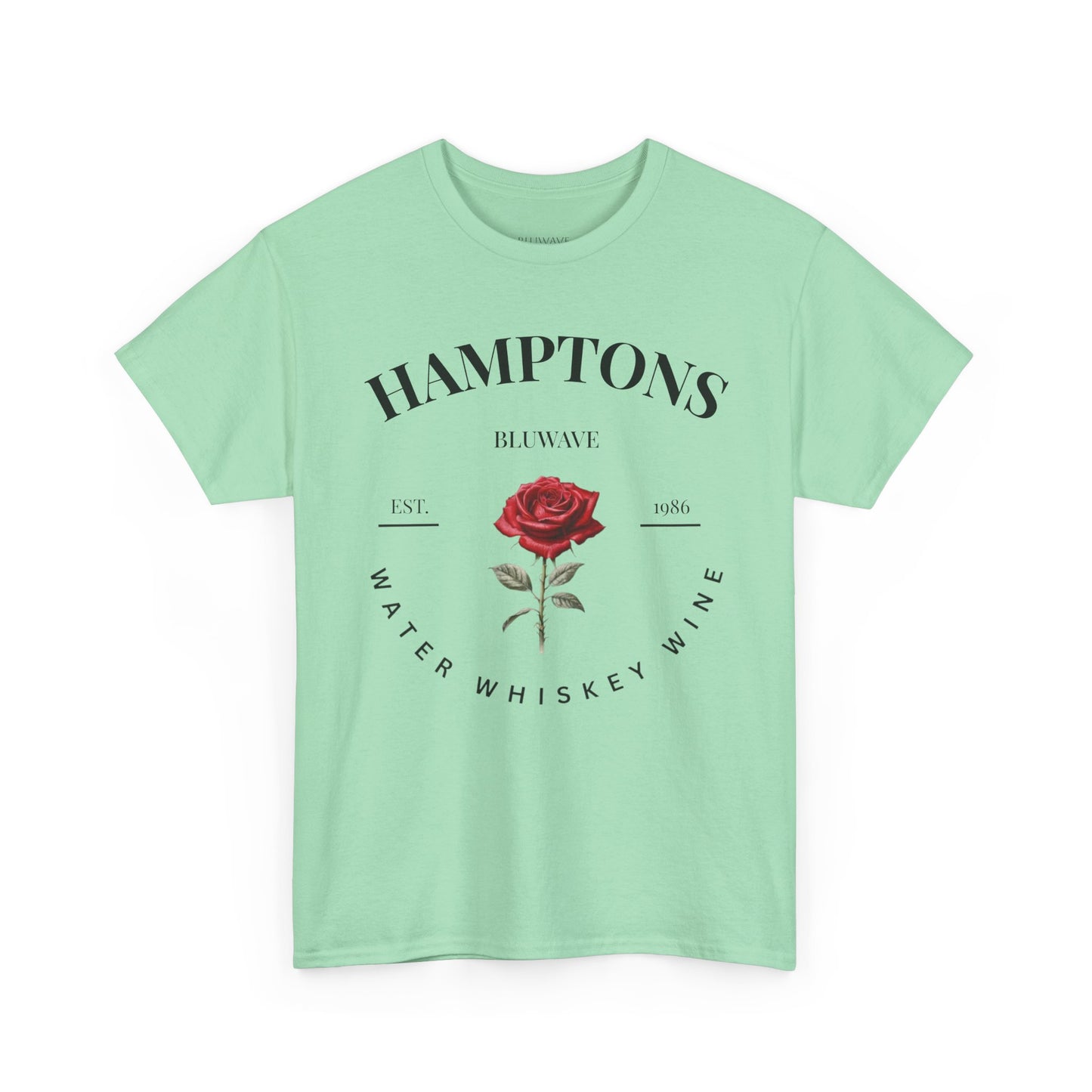 BLUWAVE™ Hamptons Rose Heavy Cotton Tee | Vintage Aesthetic, Summer Vibes, Gift for Wine Lovers, Casual Wear