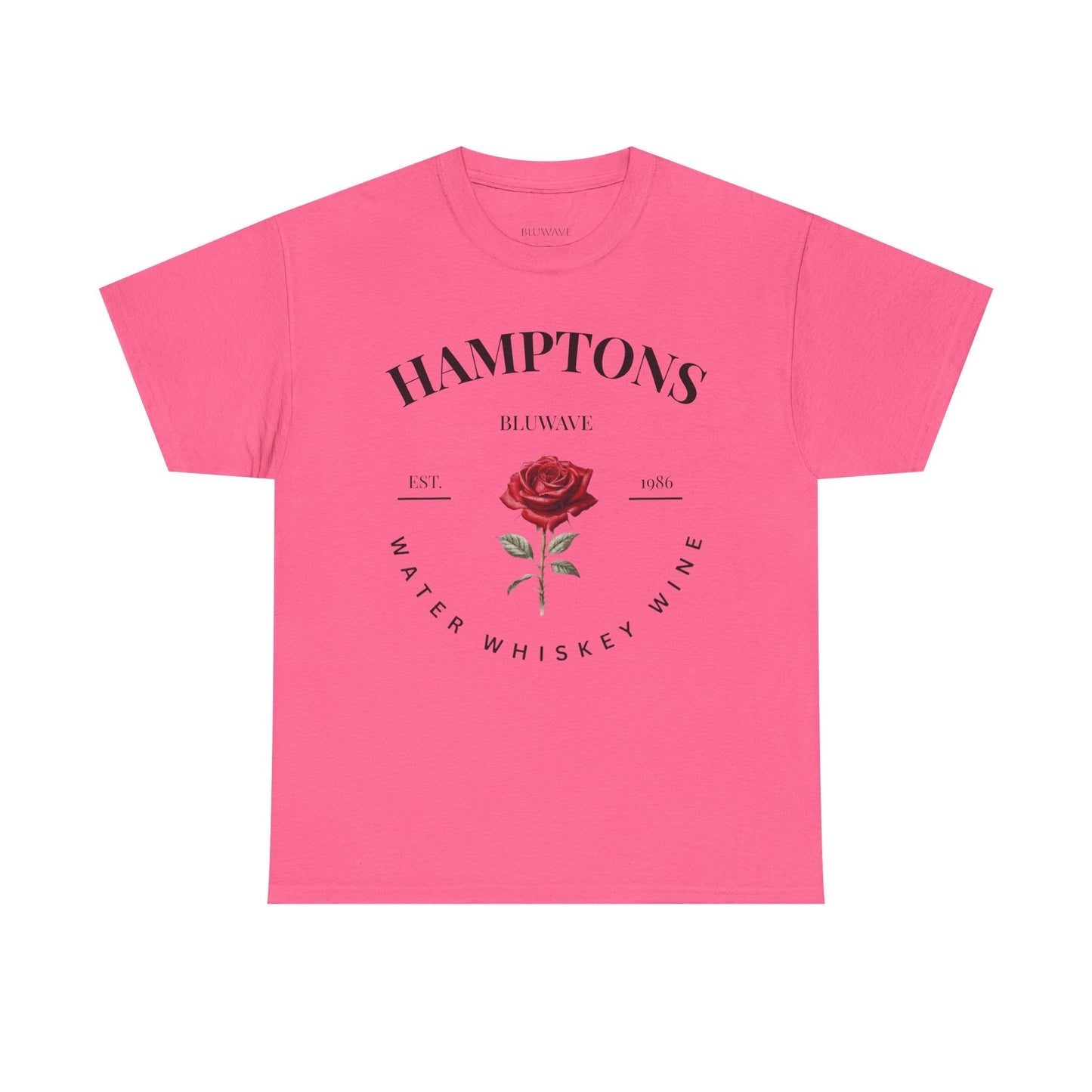 BLUWAVE™ Hamptons Rose Heavy Cotton Tee | Vintage Aesthetic, Summer Vibes, Gift for Wine Lovers, Casual Wear